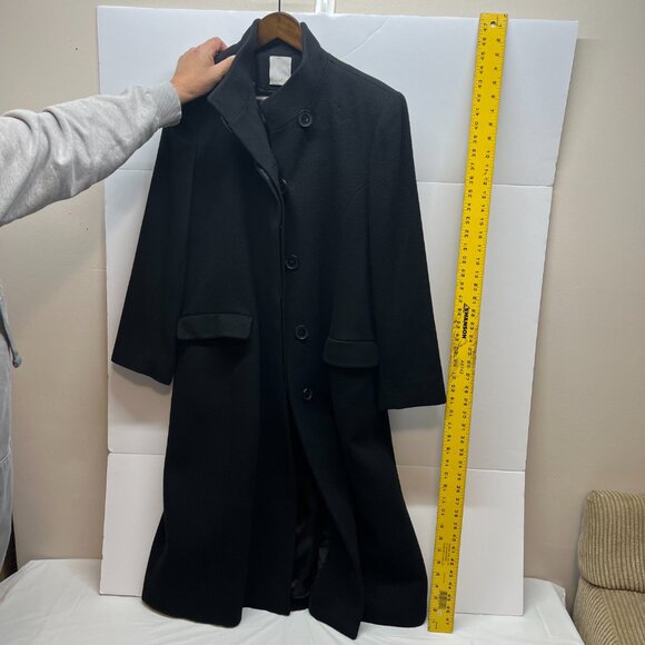 Fleurette Loro Piana 100% cashmere long black stand‎ collar trench coat size 10 - Picture 5 of 11